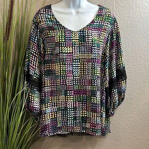 #122 EST. 1946 long sleeve, Lacey blouse size large.